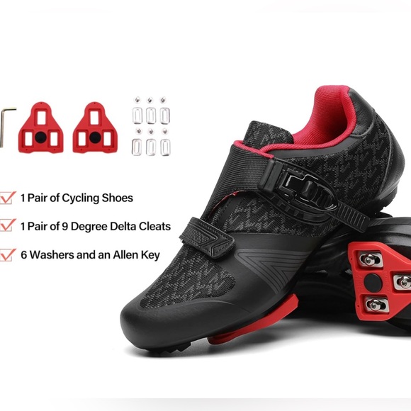 Unisex Black Cycling Shoes Compatible with Delta Cleats  Indoor/Outdoor/Peleton - Picture 13 of 15